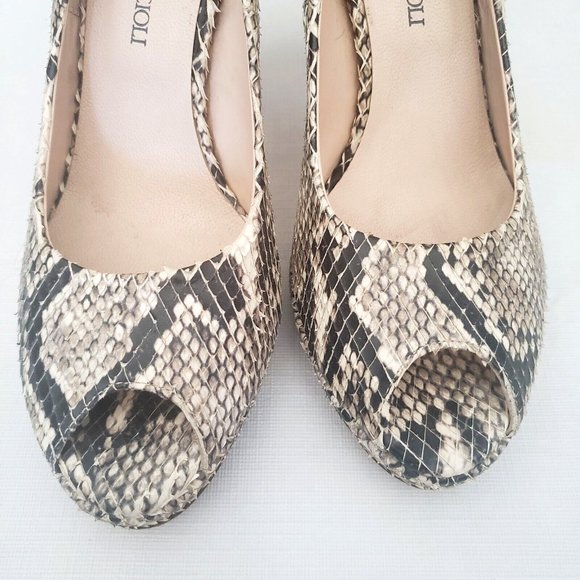 Gastone Lucioli Peep Toe Heels-Python Skin 8.5 - Picture 4 of 8